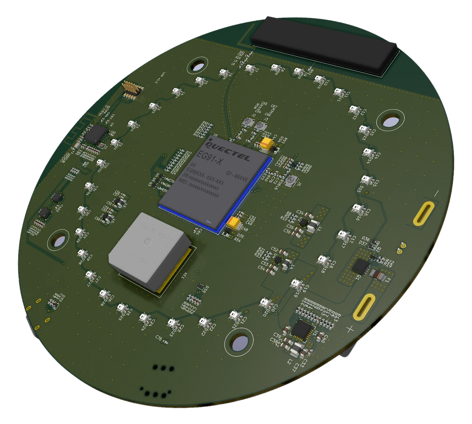 Render of the alarm hub board from a second angle.