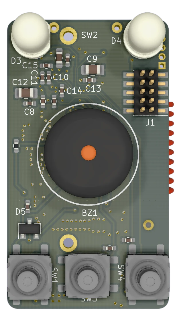 Top view render of the rope-movement sensor board.