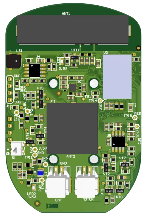 Underside render of the padlock board.