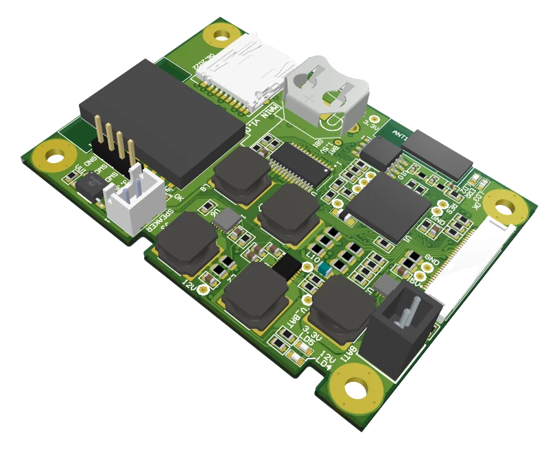 Render of the communication system board.