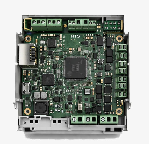 Render of the KNX controller in its DIN-rail housing.