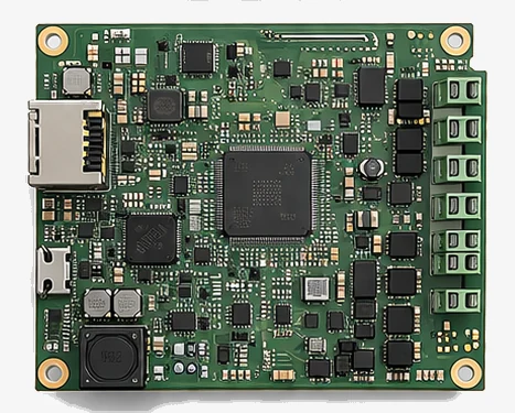 Top view render of the KNX controller board.