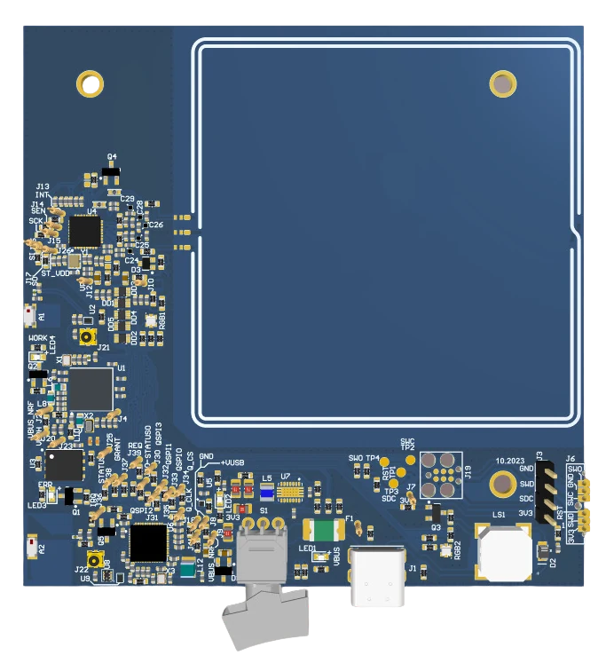 Render of the RFID reader board from the component side.