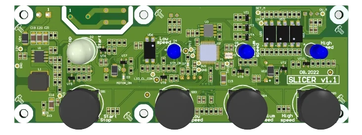 Top view render of the slicer control board.
