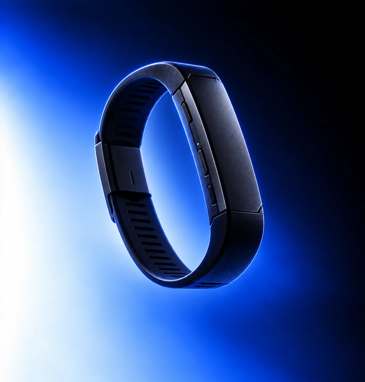 Product render of the AI Safety Bracelet wristband.